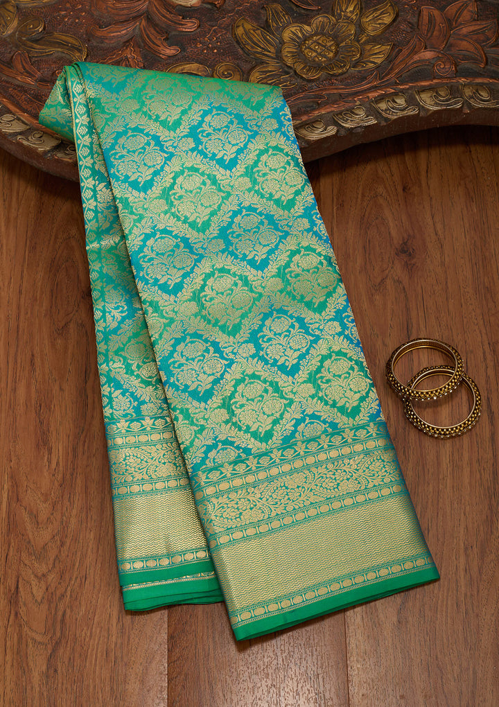 Rama Green Zariwork Pure Silk Saree