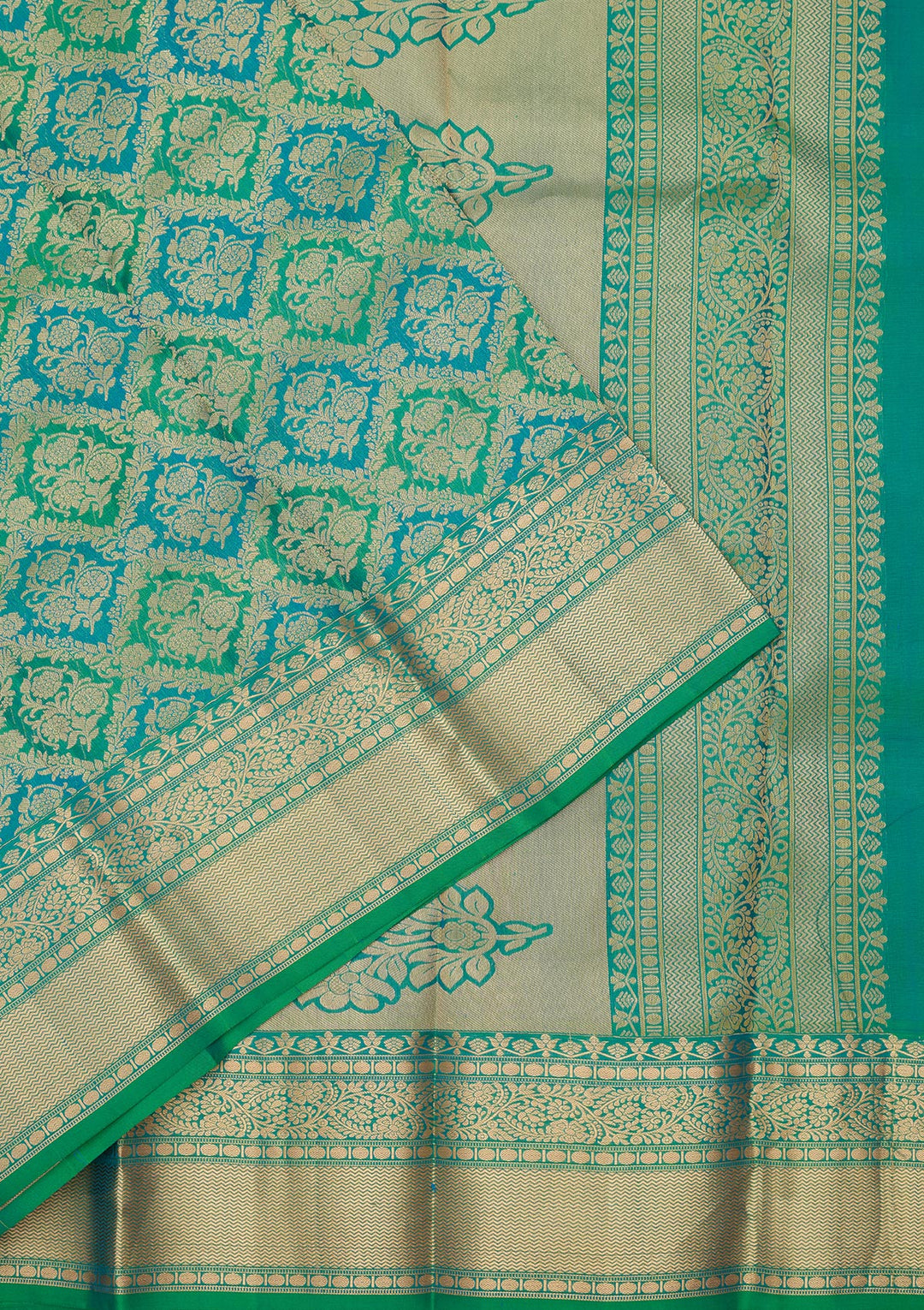 Rama Green Zariwork Pure Silk Saree