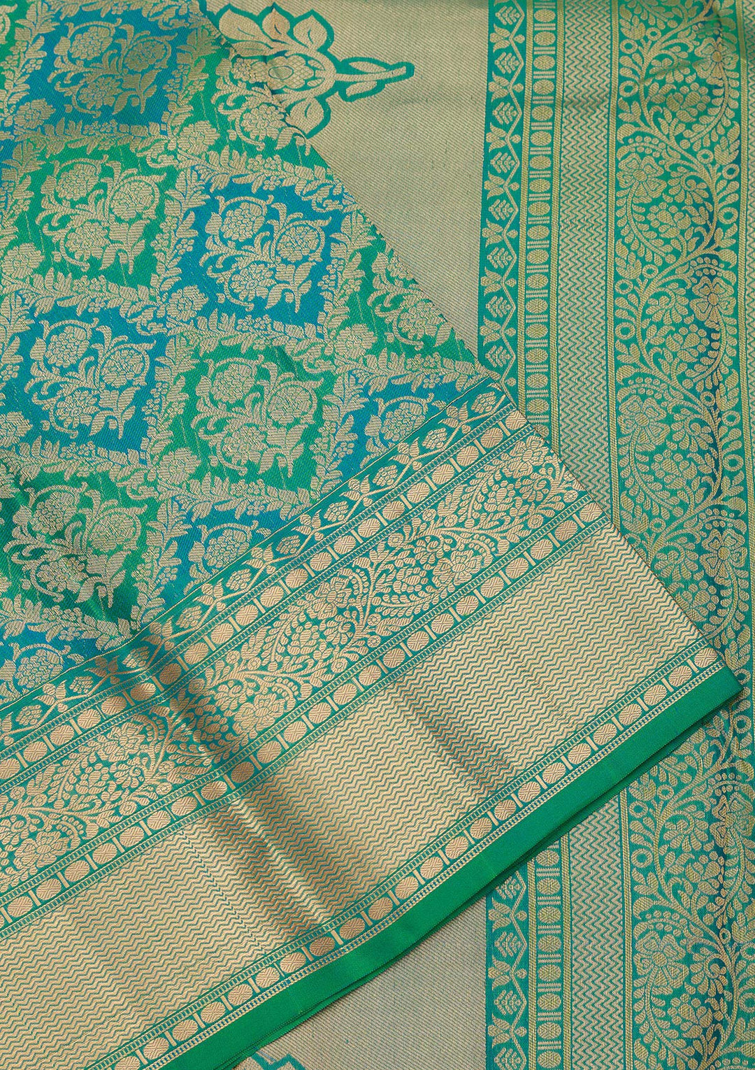 Rama Green Zariwork Pure Silk Saree