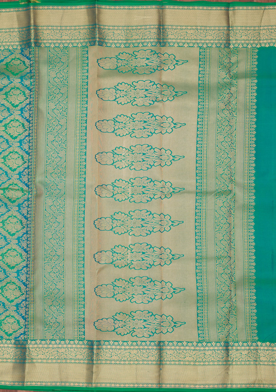 Rama Green Zariwork Pure Silk Saree