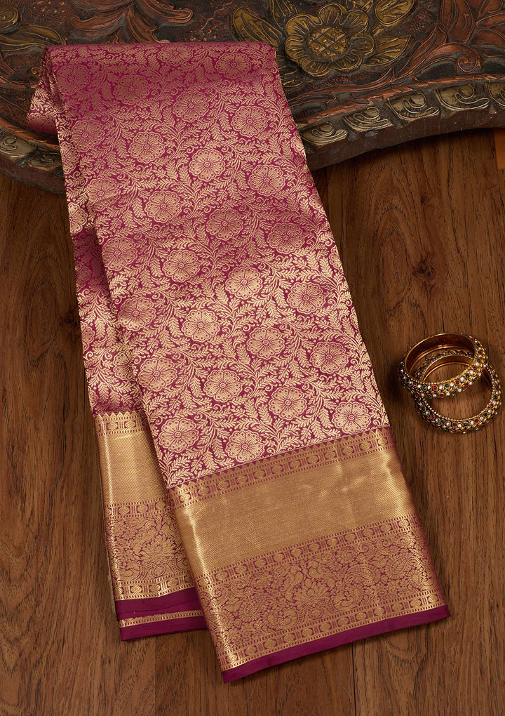 Brown Zariwork Pure Silk Saree