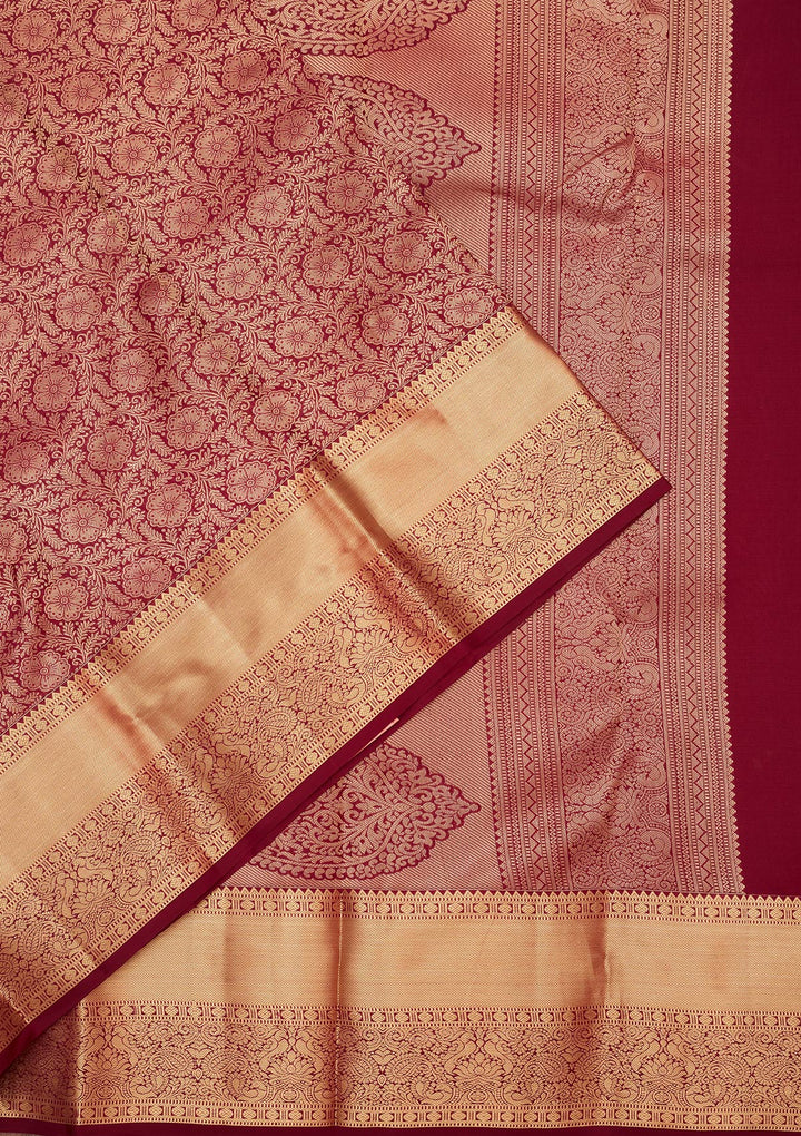 Brown Zariwork Pure Silk Saree