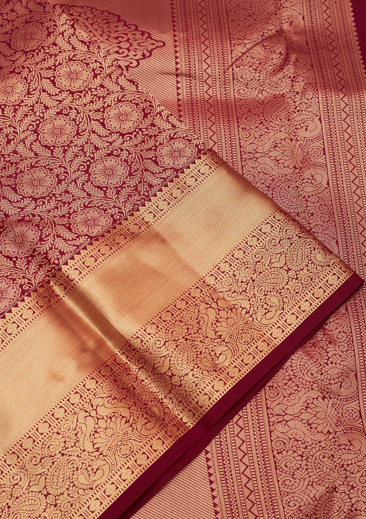 Brown Zariwork Pure Silk Saree