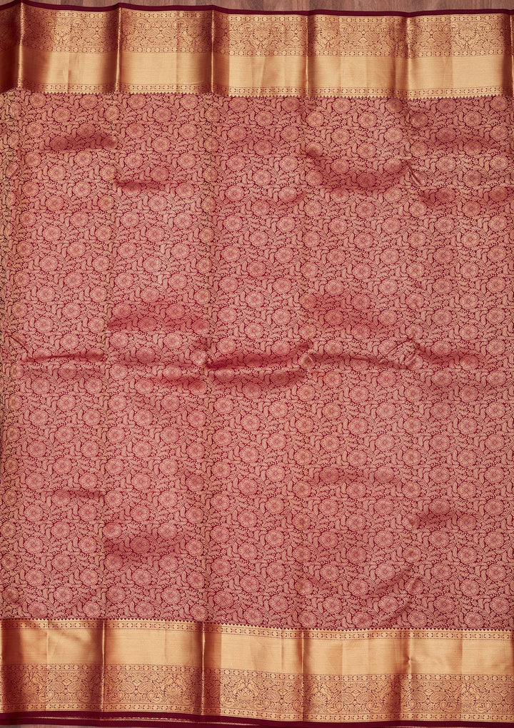 Brown Zariwork Pure Silk Saree