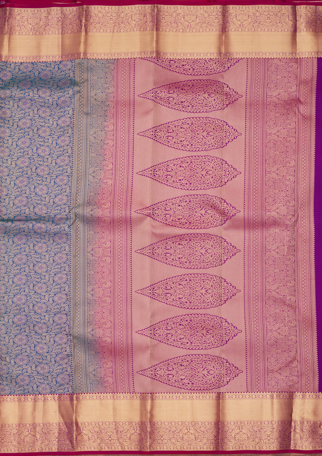 Peacock Blue Zariwork Pure Silk Saree