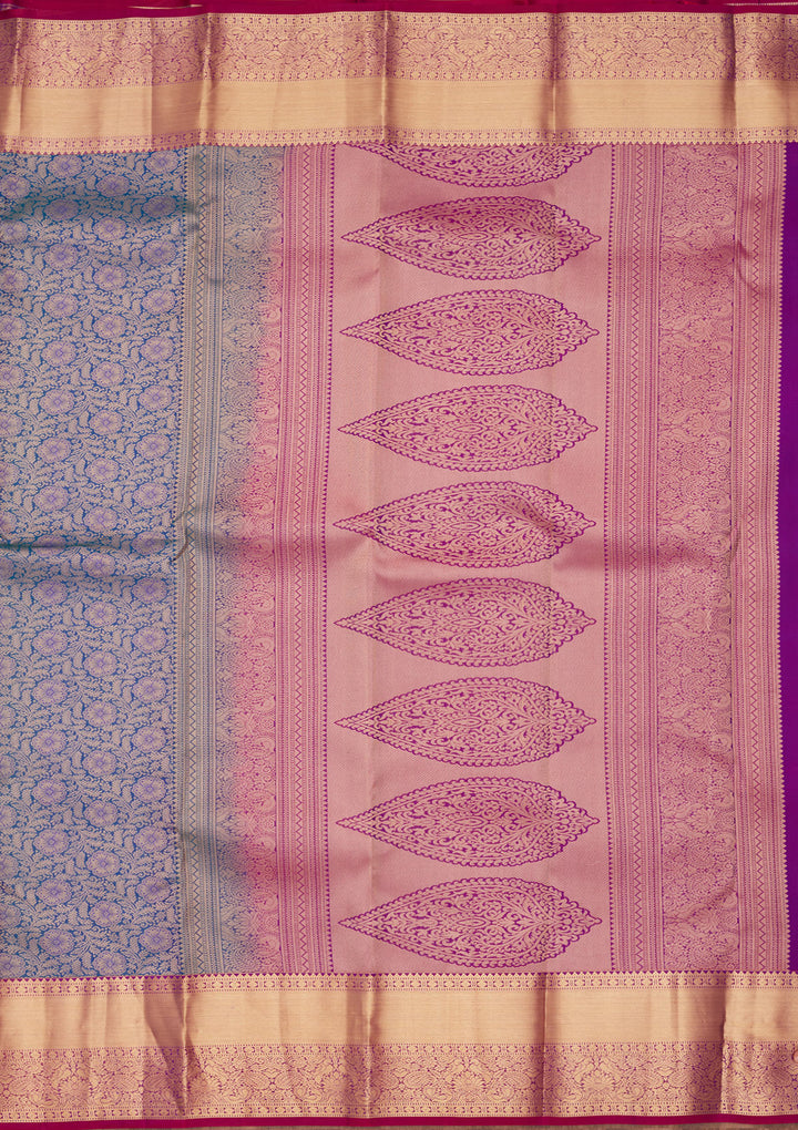 Peacock Blue Zariwork Pure Silk Saree
