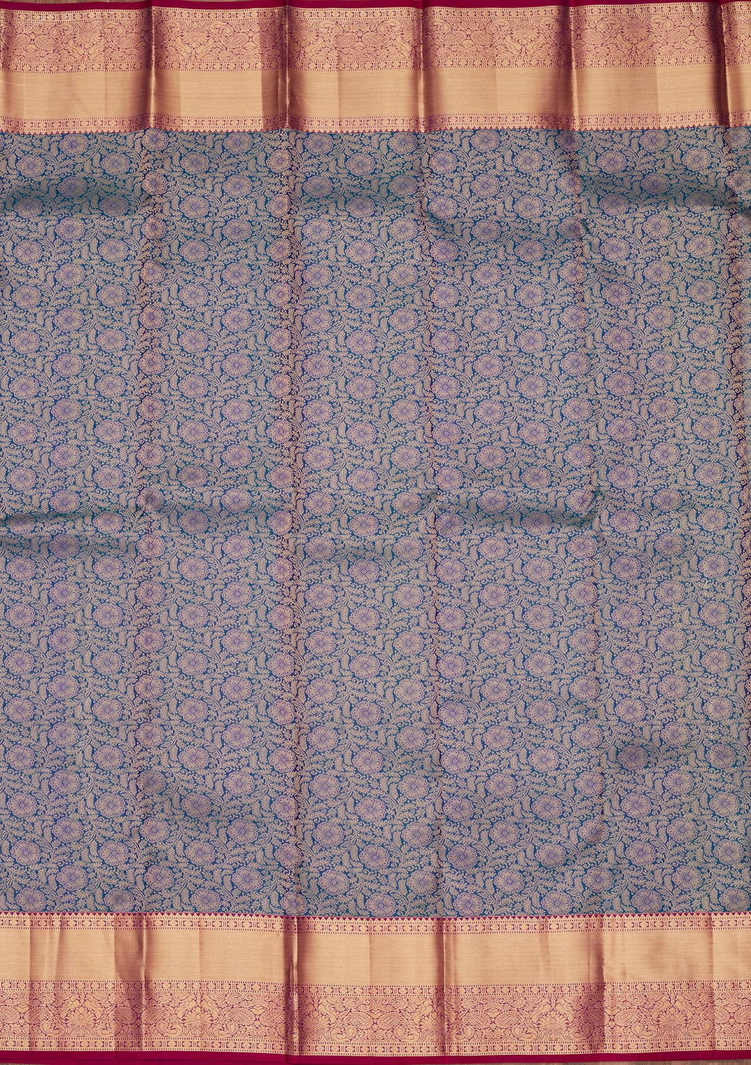 Peacock Blue Zariwork Pure Silk Saree