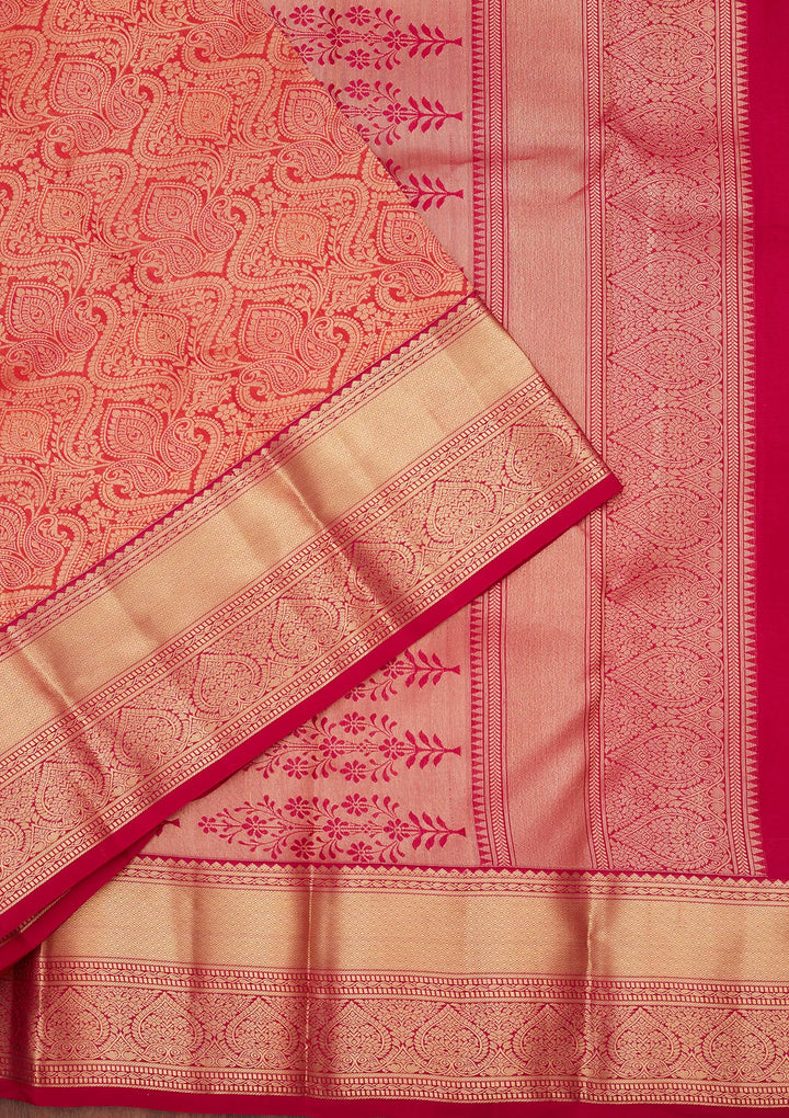 Orange Zariwork Pure Silk Saree