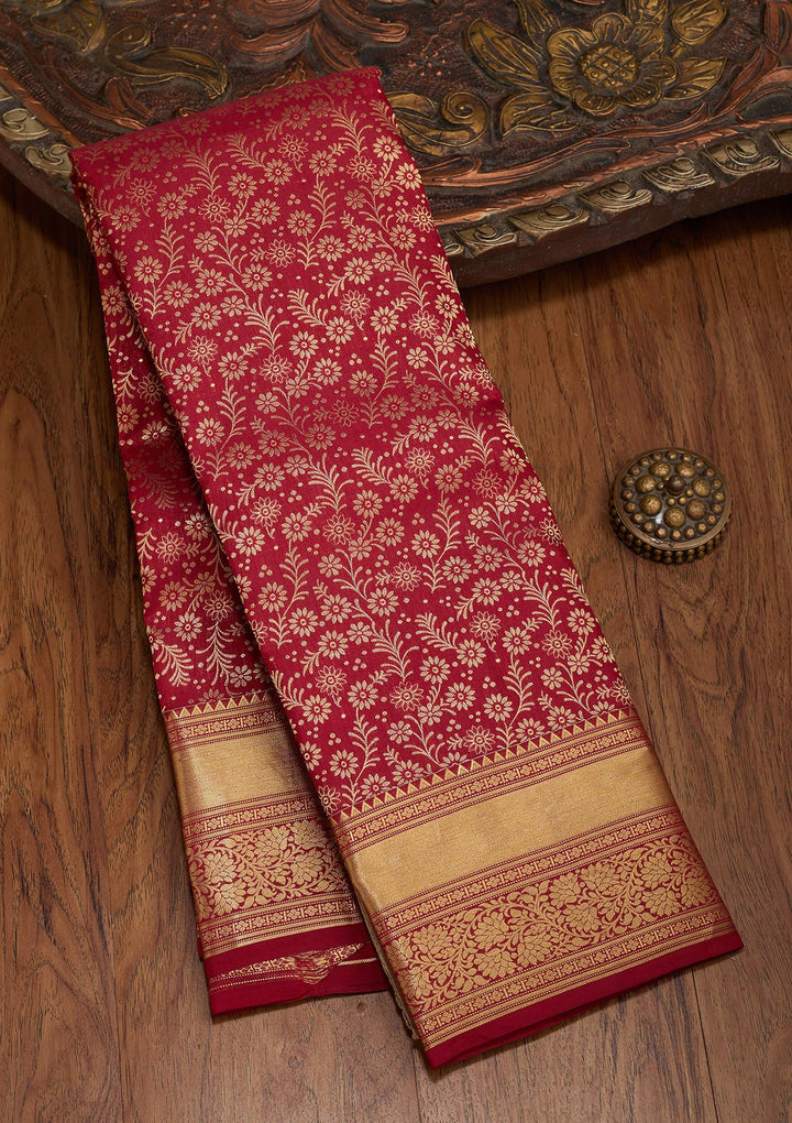 Maroon Zariwork Pure Silk Saree