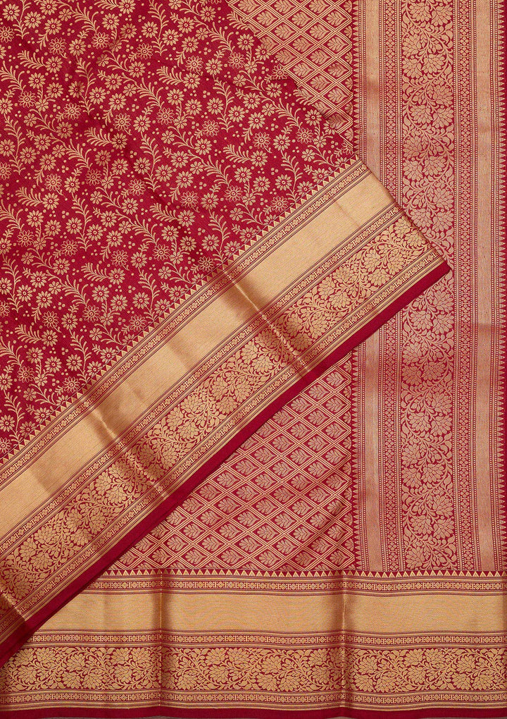 Maroon Zariwork Pure Silk Saree