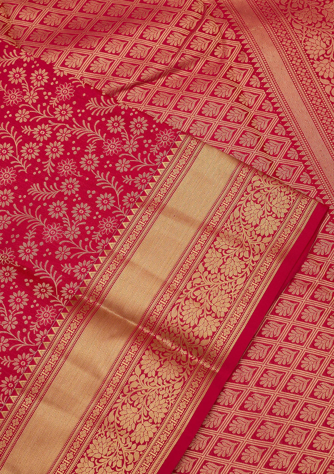 Rani Pink Zariwork Pure Silk Saree