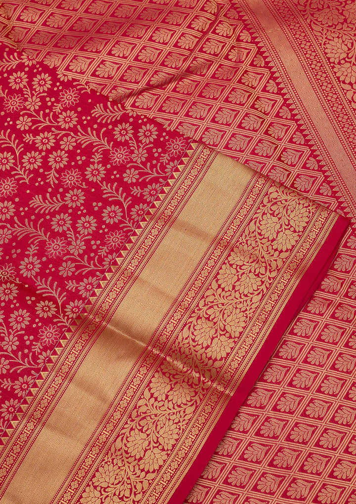 Rani Pink Zariwork Pure Silk Saree