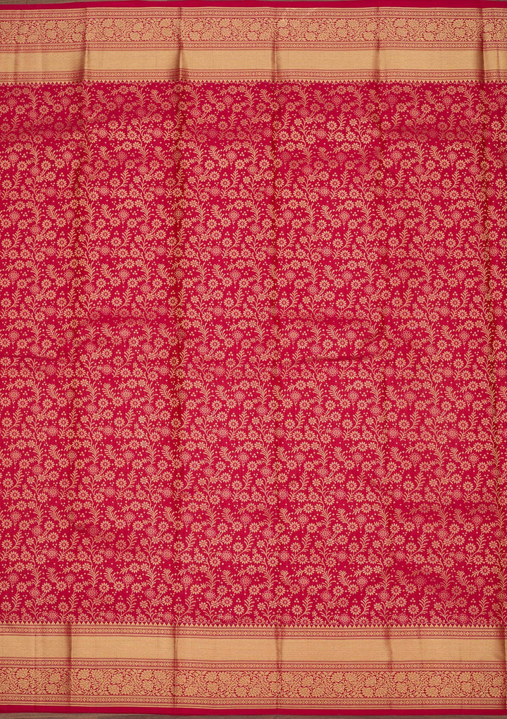 Rani Pink Zariwork Pure Silk Saree