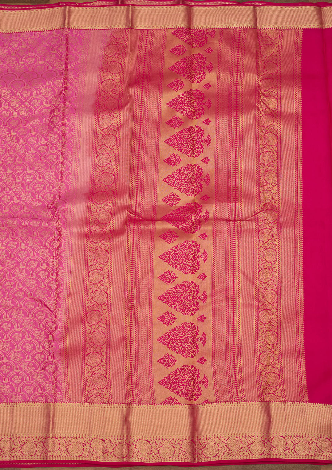 Pink Zariwork (Gold) Silk Silk Saree