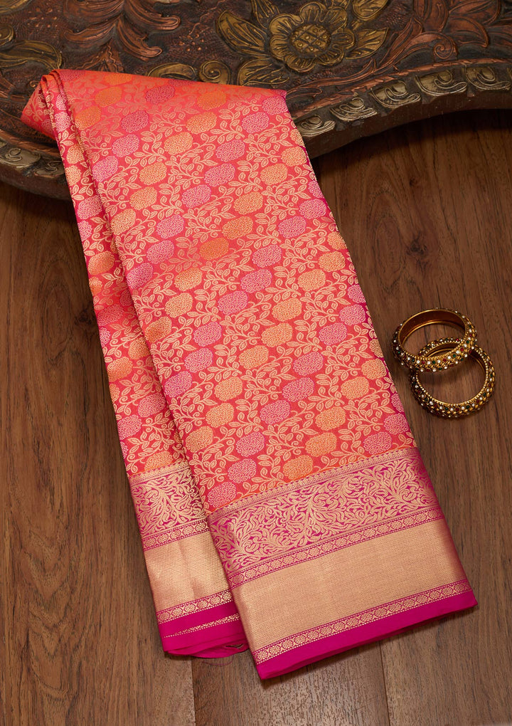 Orange Zariwork Pure Silk Saree