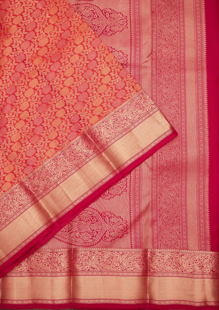 Orange Zariwork Pure Silk Saree