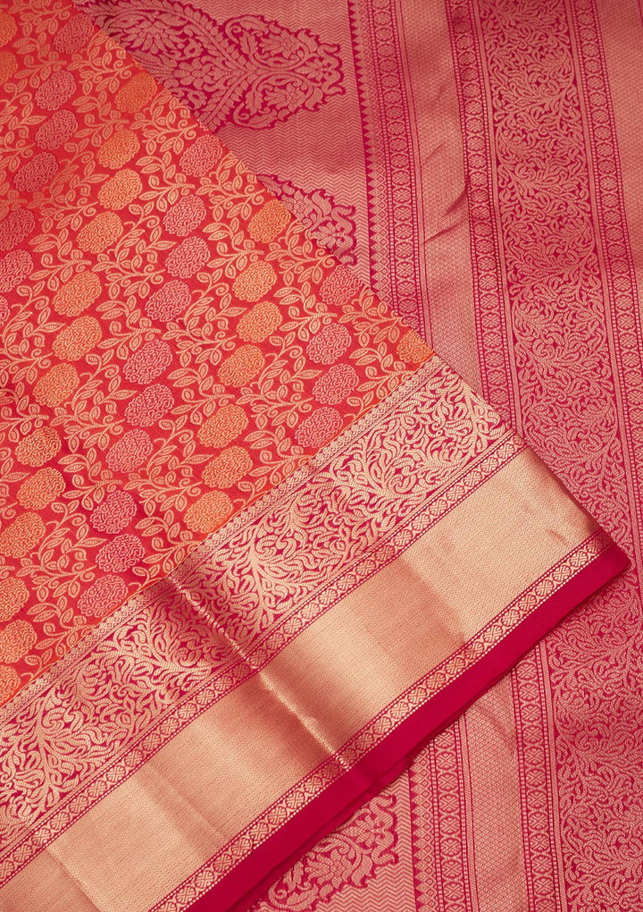 Orange Zariwork Pure Silk Saree