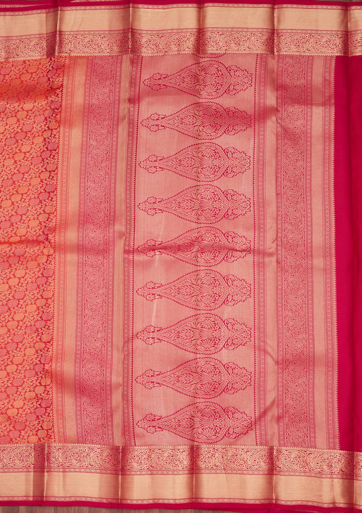 Orange Zariwork Pure Silk Saree