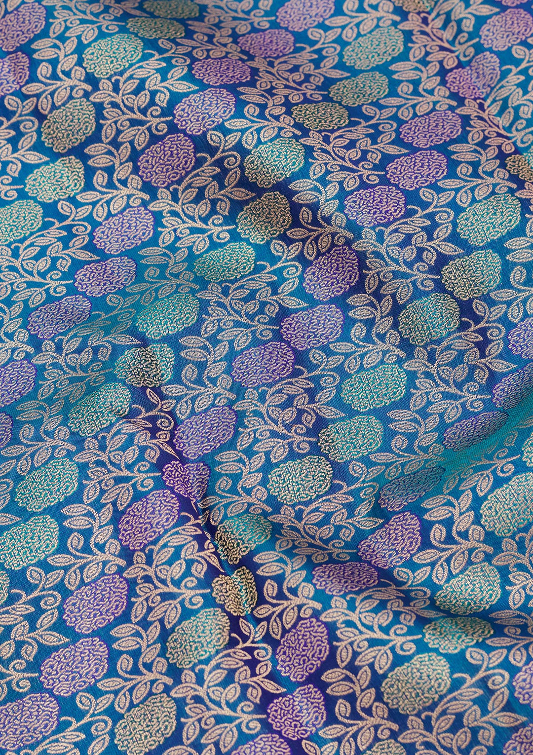 Peacock Blue Zariwork Pure Silk Saree