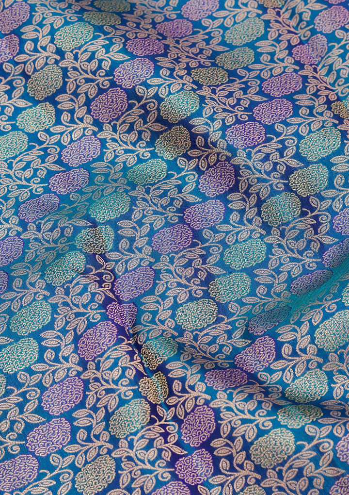 Peacock Blue Zariwork Pure Silk Saree