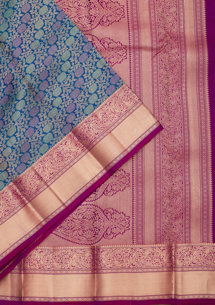 Peacock Blue Zariwork Pure Silk Saree