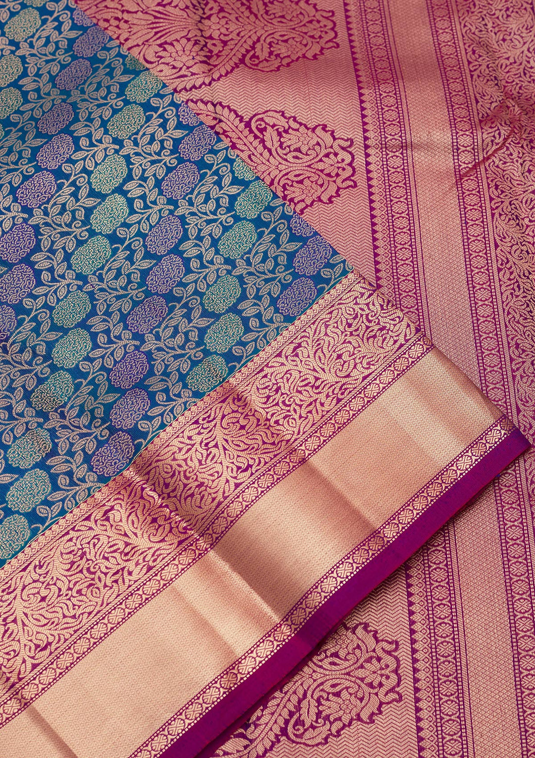 Peacock Blue Zariwork Pure Silk Saree