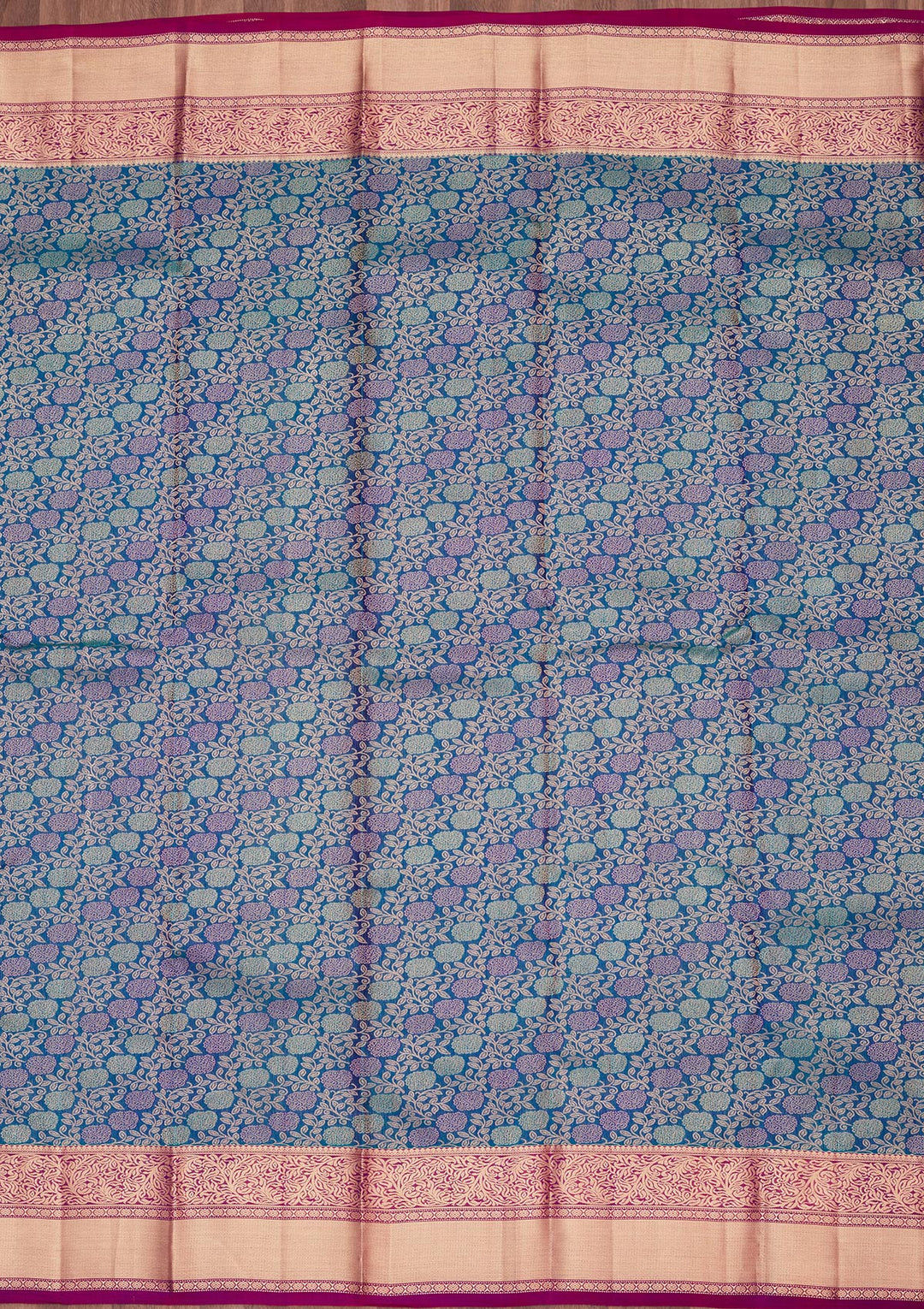 Peacock Blue Zariwork Pure Silk Saree