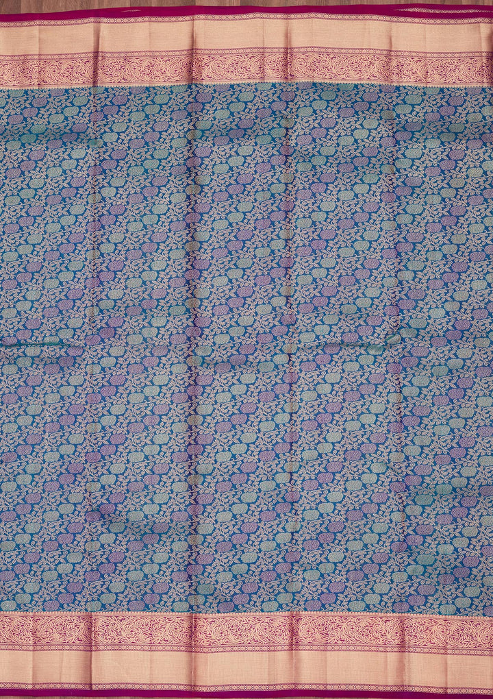 Peacock Blue Zariwork Pure Silk Saree