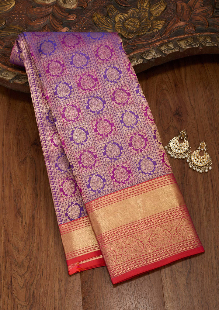 Purple Zariwork Pure Silk Saree