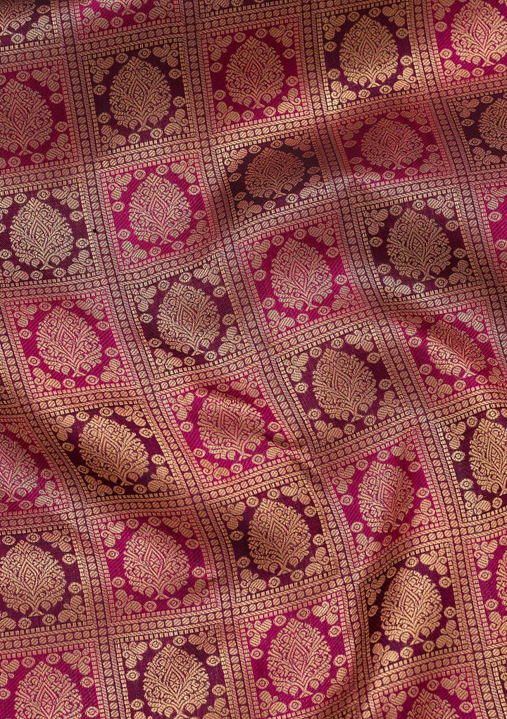 Wine Zariwork Pure Silk Saree