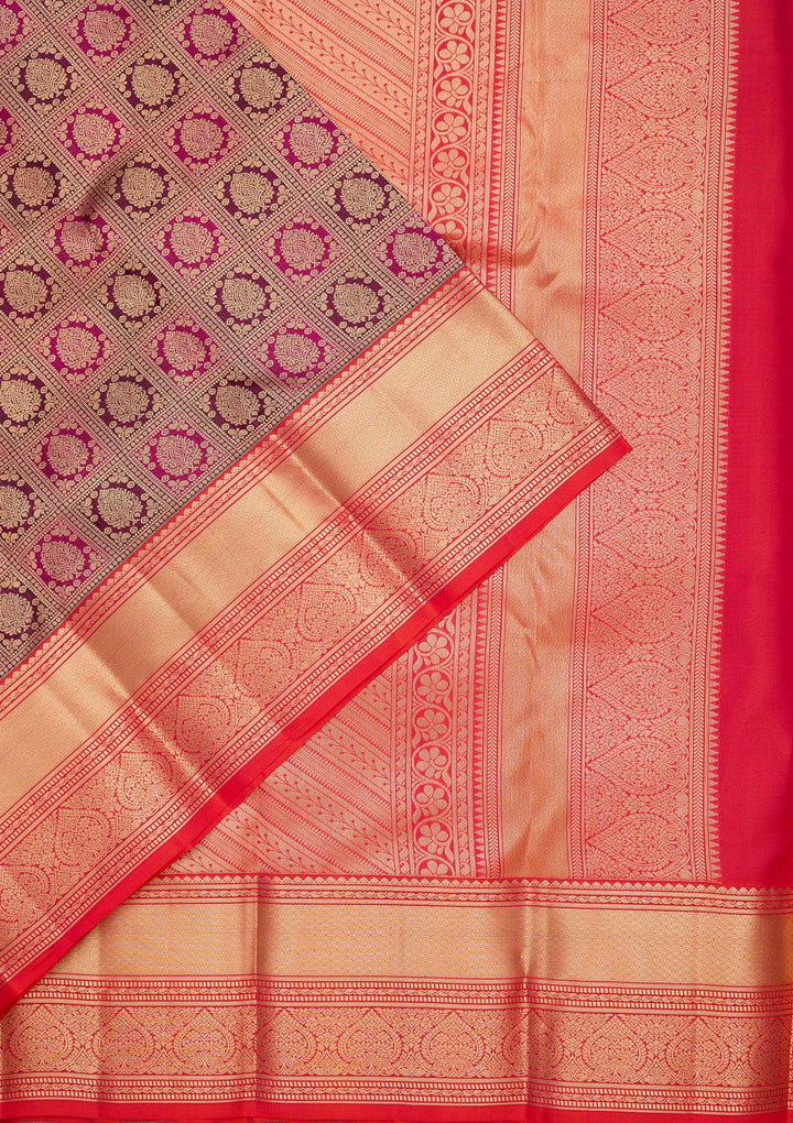 Wine Zariwork Pure Silk Saree