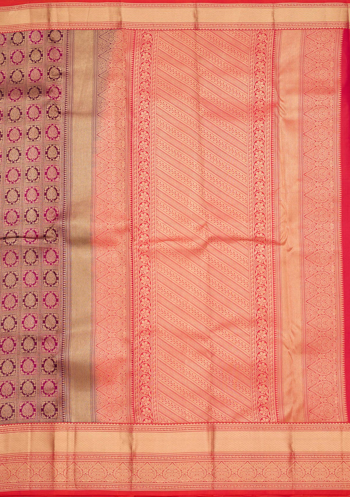 Wine Zariwork Pure Silk Saree