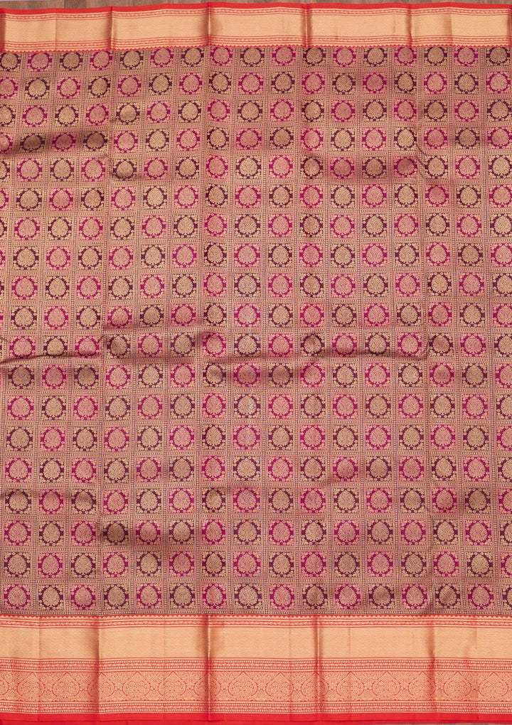 Wine Zariwork Pure Silk Saree