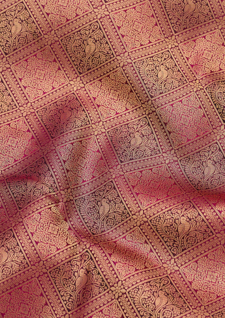 Rani Pink Zariwork Pure Silk Saree