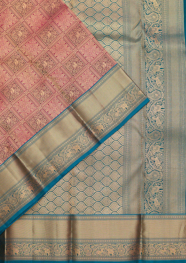 Rani Pink Zariwork Pure Silk Saree