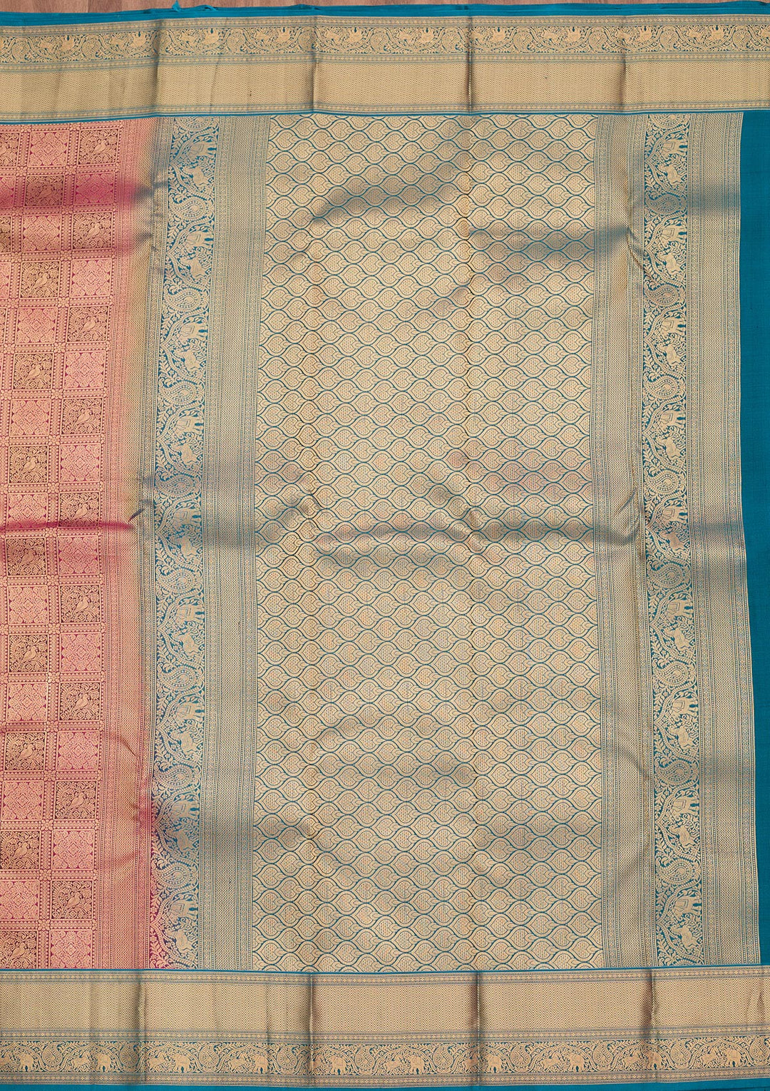 Rani Pink Zariwork Pure Silk Saree