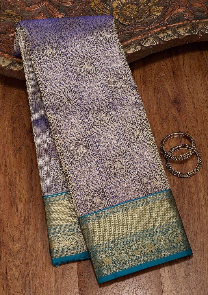 Royal Blue Zariwork Pure Silk Saree