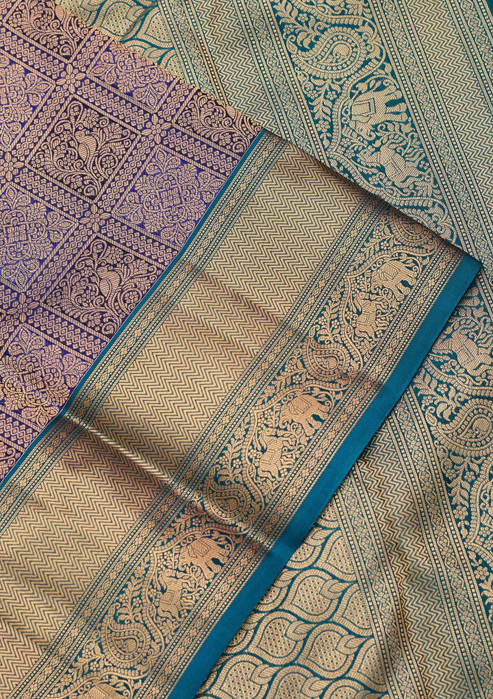 Royal Blue Zariwork Pure Silk Saree