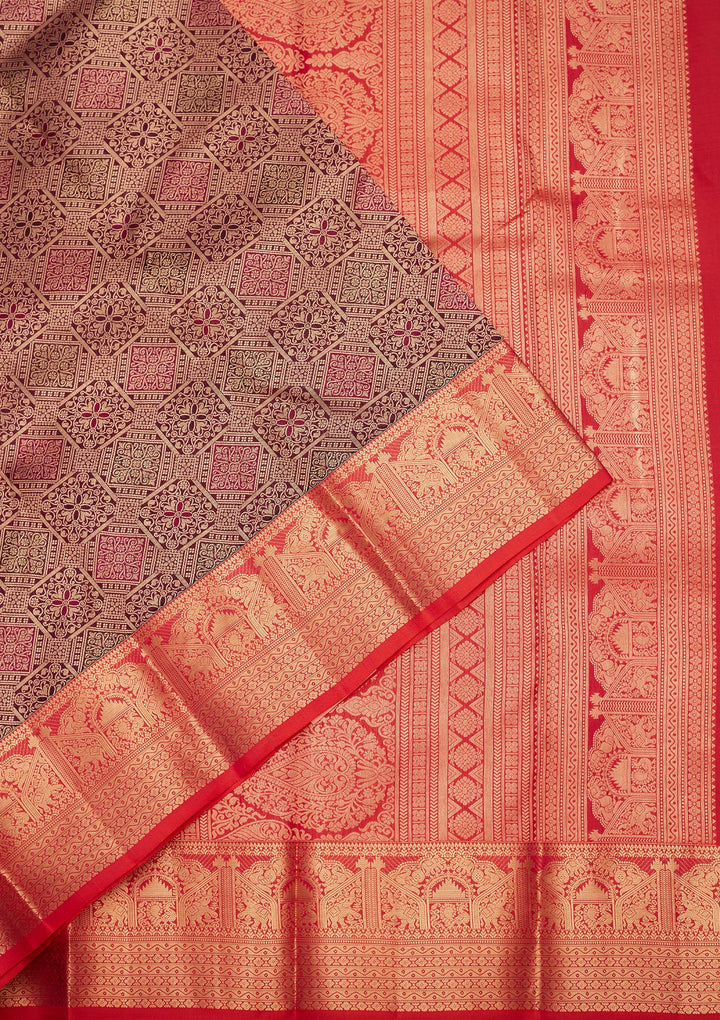 Wine Zariwork Pure Silk Saree