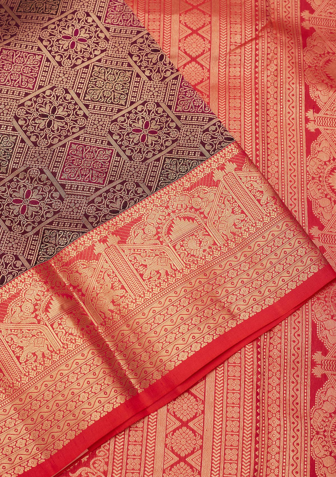 Wine Zariwork Pure Silk Saree