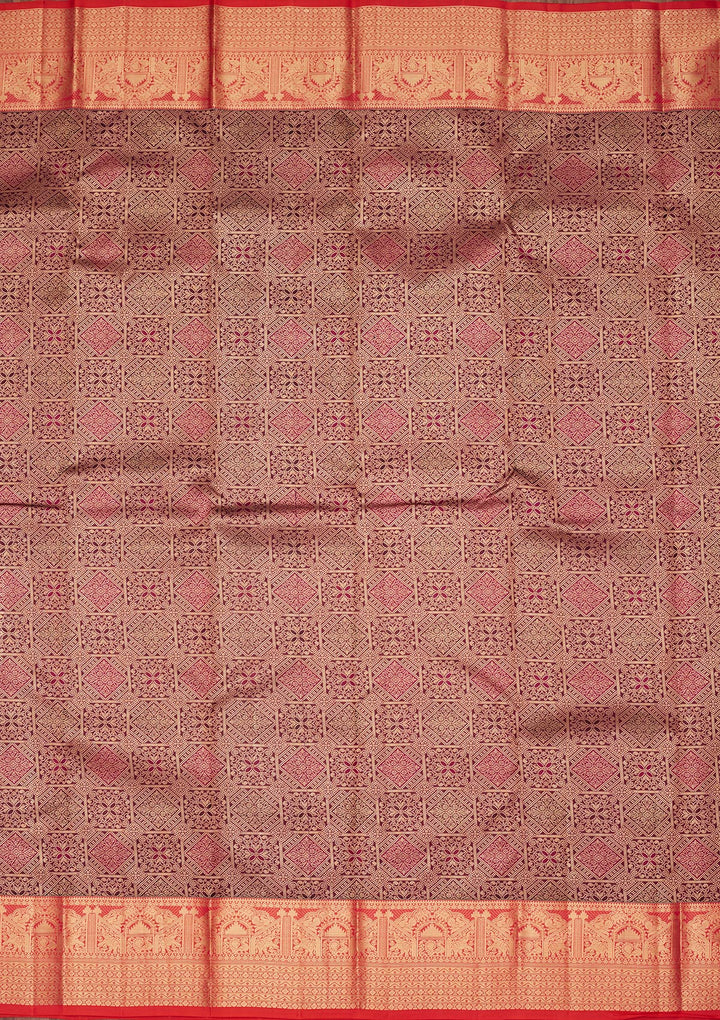 Wine Zariwork Pure Silk Saree
