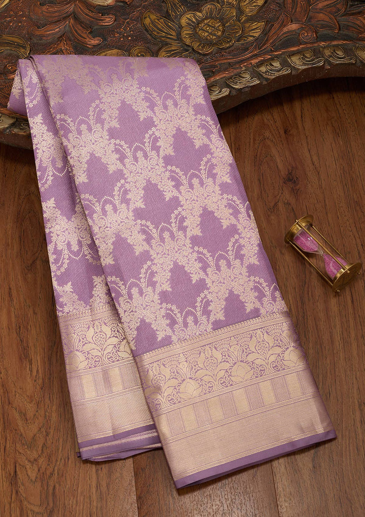 Mauve Zariwork Pure Silk Saree
