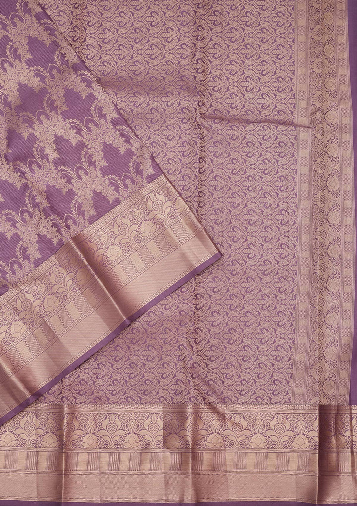 Mauve Zariwork Pure Silk Saree