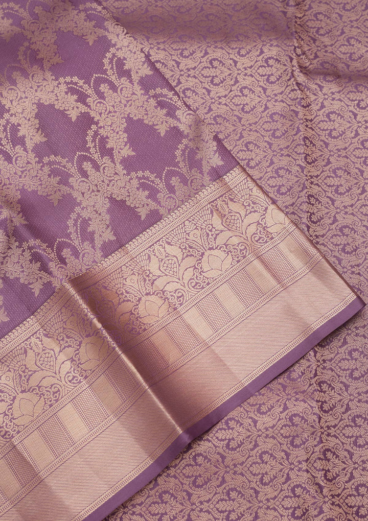 Mauve Zariwork Pure Silk Saree