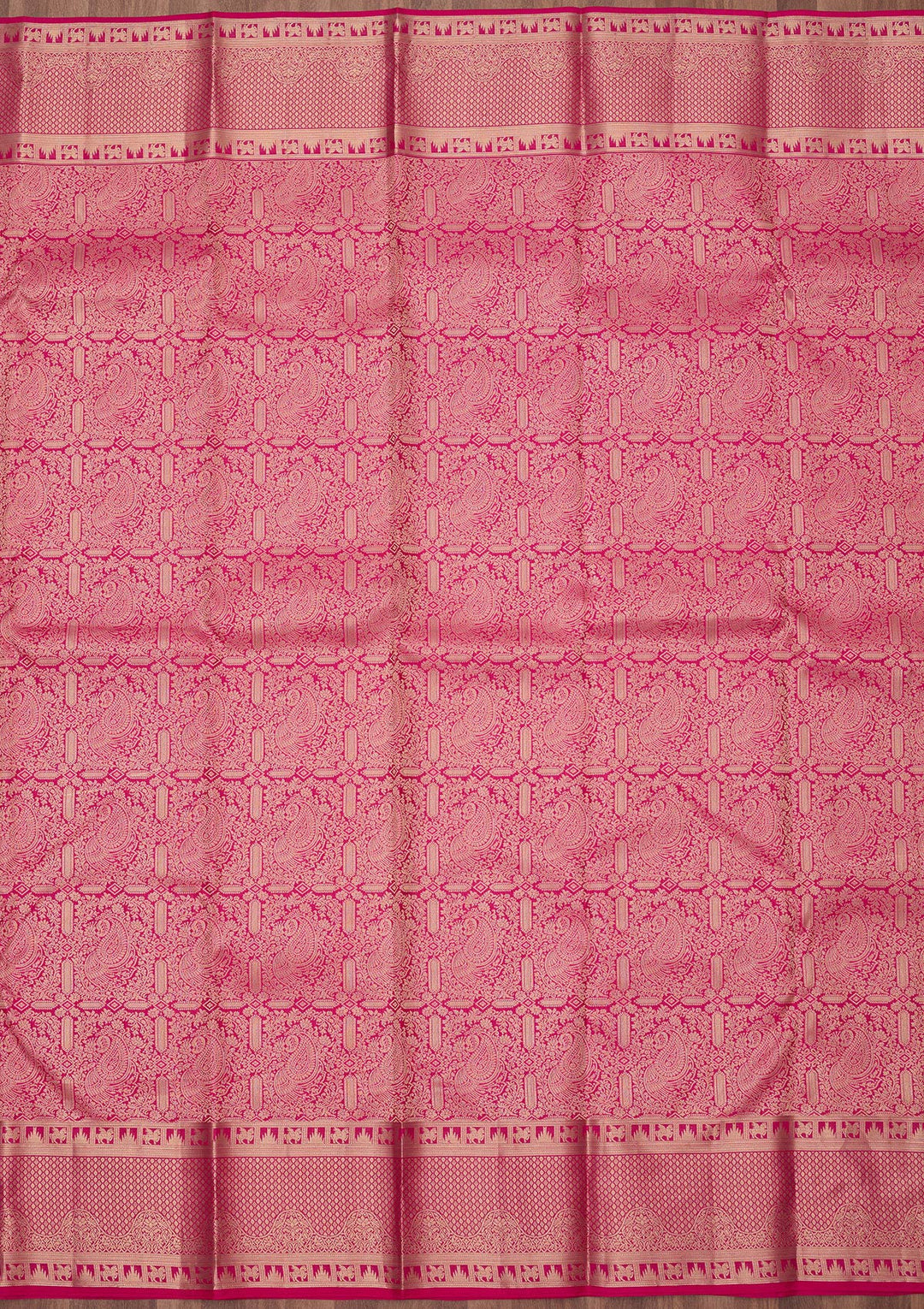 Magenta Pink Zariwork (Gold) Silk Silk_Saree