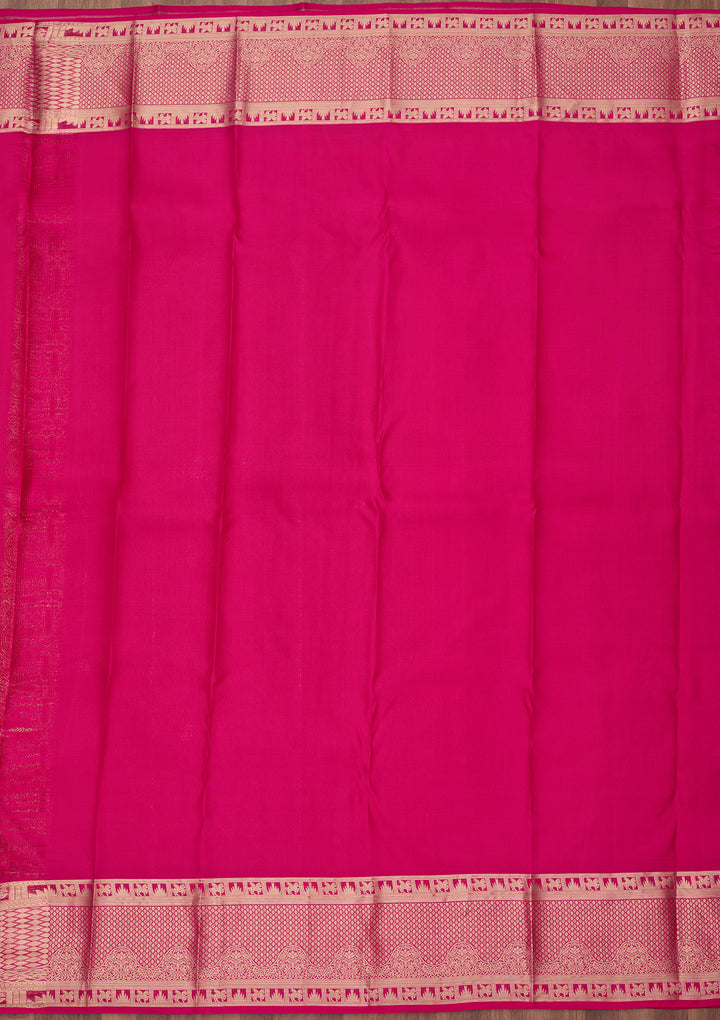 Magenta Pink Zariwork (Gold) Silk Silk_Saree