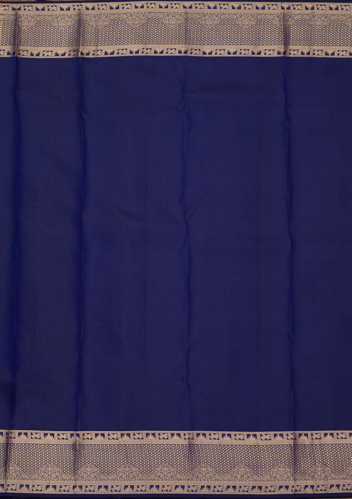 Navy Blue Zariwork (Gold) Silk Saree