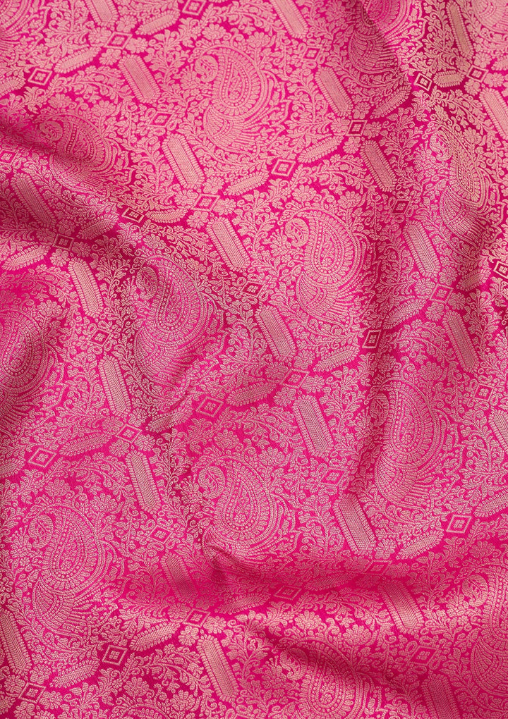 Rani Pink Zariwork Pure Silk Saree