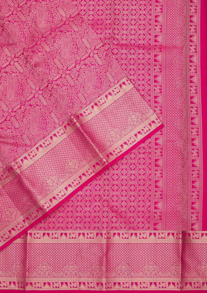 Rani Pink Zariwork Pure Silk Saree