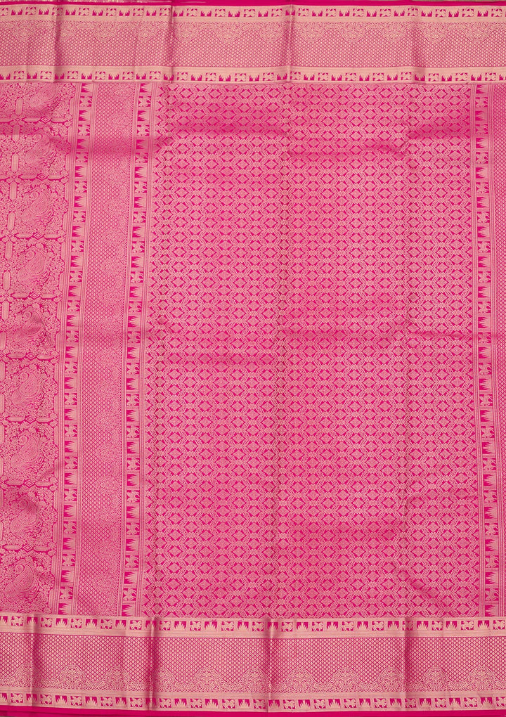 Rani Pink Zariwork Pure Silk Saree